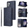 For Samsung Galaxy S25 5G 9-Card Slots Zipper Wallet Bag Leather Phone Case(Blue)