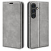 For Samsung Galaxy S25 5G Retro-skin Magnetic Suction Leather Phone Case(Grey)
