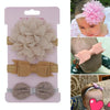 3 in 1Children Bow Flower Headband Hair Band Hair Ring Read Tiara(Khaki)