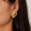 OPK GE938 1pair Simple Stainless Steel Heart Ruffled Earrings