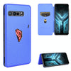 For Asus ROG Phone 3 ZS661KS Carbon Fiber Texture Horizontal Flip TPU + PC + PU Leather Case with Card Slot(Blue)