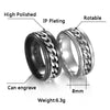 2 PCS Men Stainless Steel Embossed Turnable Chain Rings, Color: Steel Color(11)