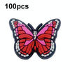 100pcs Butterfly Cartoon Shoe Flower Removable PVC Soft Rubber Cave Shoes Buckle(Red)