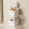 Suction Cup Wall Mounted Bathroom Shelf Drainage Detachable Storage Rack Hanging Basket, Style: 2 Layers Small White