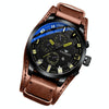 FNGEEN P1010 Men Fashion Large Dial Leather Belt Watch Student Casual Quartz Watch(Light Brown Leather With Yellow Words)
