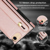 For iPhone 7 / 8 / SE 2020 Wrist Strap PU+TPU Shockproof Protective Case with Crossbody Lanyard & Holder & Card Slot(Rose Gold)