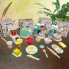Children Simulation Kitchen Set Baby Wooden Food Cutting Pretend Play Toy Coffee Machine