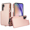 For Samsung Galaxy A54 Double Flap Zipper RFID Leather Phone Case with Short Lanyard(Rose Gold)