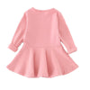 Spring and Autumn Female Babies Cotton Sanded Lotus Leaf Large Swing Skirt Dress(Pink)