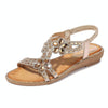 Bohemia Summer Women Crystal Flat Sandals, Shoe Size:36(Gold)