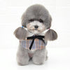 Dog Shawl with Bow Tie, Grey Yellow Grid, L (25-30cm Neck)