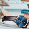 OLEVS 5869 1 Pair Couple Waterproof Genuine Leather Strap Quartz Watch(White + Rose Gold)