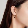 S925 Sterling Silver Water Drop Zircon Women Earrings(Black)