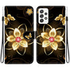 For Samsung Galaxy A53 5G Crystal Texture Colored Drawing Leather Phone Case(Gold Flower)