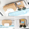 Car Litchi Texture Hanging Tissue Box Sun Visor Card Storage Clip(Brown)