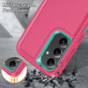 For Samsung Galaxy S24 / S25 5G Rugged PC Hybrid Silicone Phone Case with Holder(Rose Red+Light Green)