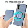 For Samsung Galaxy A36 5G Carbon Fiber Leather Card Magsafe Phone Case(Blue)
