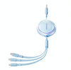ROMOSS CB258L 6A 3-In-1 Telescopic Data Charging Cable USB-A To Type-C & 8 Pin & Micro Wire 1.1m (White)