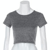 Round Neck Exposed Navel Shirt Body Short Sleeve T-shirt, Size: XL(Gray)