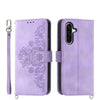For Samsung Galaxy A26 5G Skin Feel Flowers Embossed Wallet Leather Phone Case(Purple)