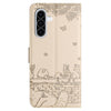 For Samsung Galaxy A36 / A56 5G Cat Embossing Pattern Leather Phone Case with Lanyard(Beige)