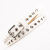 Women Hollow Rivets PU Leather Waist Belt Apparel Accessories, Size:103 x 1.4cm(White)
