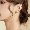 S925 Sterling Silver Simple Style Lines Women Earrings