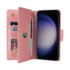 For Samsung Galaxy S25 5G Rivet Buckle 9 Cards Three Fold Leather Phone Case(Rose Gold)