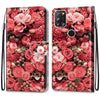 For Alcatel 3X 2020 Coloured Drawing Cross Texture Horizontal Flip PU Leather Case with Holder & Card Slots & Wallet & Lanyard(Pink Rose Garden)