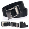 AWMN Men Nylon Cutout Automatic Buckle Toothless Belt, Length: 120cm(Wolf Brown)