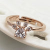 Women Crystal Cute Cat Claw Opening Adjustable Ring Jewelry(White diamond rose gold)