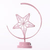 Star Moon Shape Iron Night Light Decorative Light, USB Version (Pink)