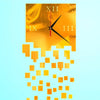 Mirror Clock Personality Wall Clock Three-dimensional Wall Decoration Mosaic Wall Clock(Gold)