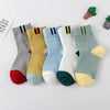 5 Pairs / Pack Spring And Summer Children Socks Combed Cotton Tube Socks S(Striped Socks Mouth)