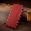 For Samsung Galaxy S25 Edge 5G Cubic Grid Pressed Magnetic Leather Phone Case(Red)