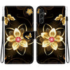 For Samsung Galaxy A14 5G Crystal Texture Colored Drawing Leather Phone Case(Gold Flower)
