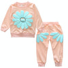 Spring and Autumn Girls Sun Flower Pattern Long Sleeve Top + Pants Set, Size:110cm(Pink)