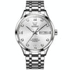 OLEVS 9946 Men Diamond Roman Scale Waterproof Quartz Watch(White + Silver)