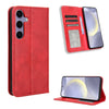 For Samsung Galaxy S24 FE 5G Magnetic Buckle Retro Texture Leather Phone Case(Red)