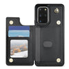 For Samsung Galaxy S20 FE 5G Rhombic Dual Buckle Card Slots Phone Case with Lanyard(Black)