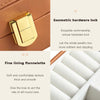 Portable Earrings Necklace Jewelry Box Chemical Storage Case PU Leather With Mirror(Brown)