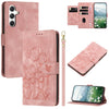 For Samsung Galaxy A56 5G Tulips Embossed Leather Phone Case with Lanyard(Pink)