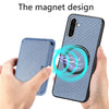 For Samsung Galaxy A56 5G Carbon Fiber Leather Card Magsafe Phone Case(Blue)