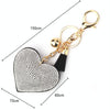 Heart Keychain Leather Tassel Gold Key Holder Metal Crystal Key Chain Keyring Charm Bag Auto Pendant Gift(gold)