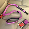 Reflective Elastic Dog Lead with Car Safety Buckle - Pink