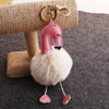 Flamingo Pompom Fluffy Plush Soft Keychain Pendant Stuffed Plush Keychains(Light Grey)