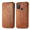 For Alcatel 1S 2021 Cubic Grid Pressed Horizontal Flip Magnetic PU Leather Case with Holder & Card Slots & Wallet(Brown)