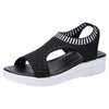 Women Breathable Platform Sandals Flying Woven Wedge Beach Sandals, Size: 35(black)