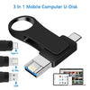 32GB USB 3.0 + 8 Pin + USB-C / Type-C 3 in 1 Mobile Computer Metal U-Disk(Black)