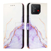 For Asus ROG Phone 8 PT003 Marble Pattern Flip Leather Phone Case(White Purple)
